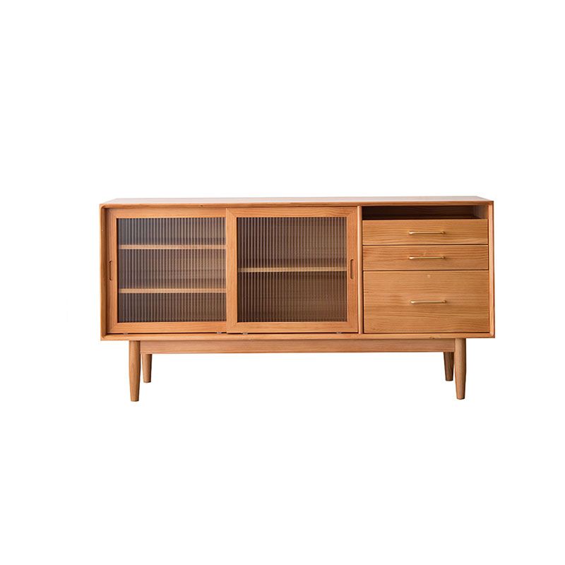 Pine Solid Wood Sideboard Buffet Contemporary Buffet Table with Drawers