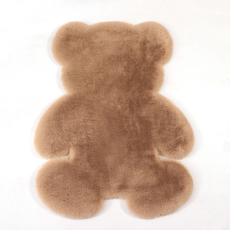 Distinctive Solid Color Shag Rug Funky Bear Shape Carpet Polyester Anti-Slip Carpet for Living Room