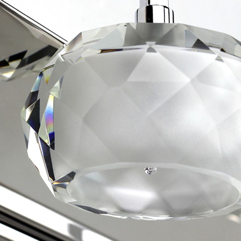 Stainless Steel Wall Sconce Geometric Shape Vanity Lamp with Crystal Shade for Bathroom