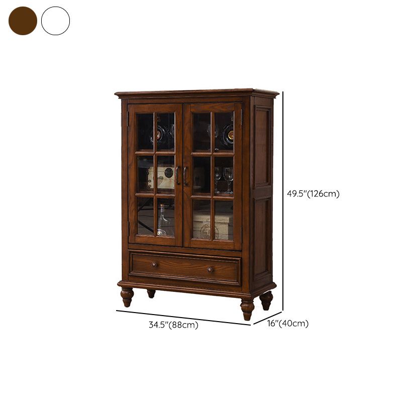 Modern Ash Display Stand Glass Doors Hutch Buffet for Living Room