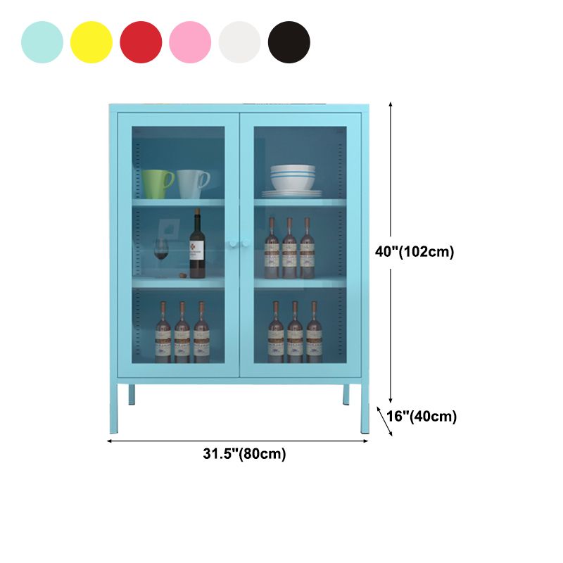 Door Steel Sideboard Modern Server Cabinet with Storage for Dining Room