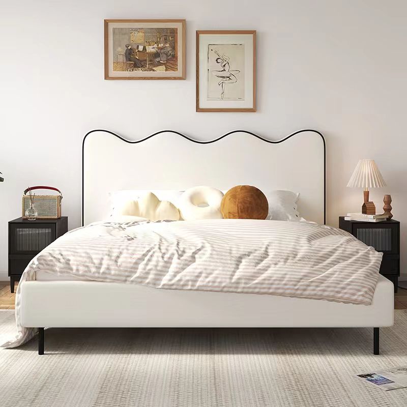 Modern and Contemporary Kids Bed Faux Leather White Princess Upholstered