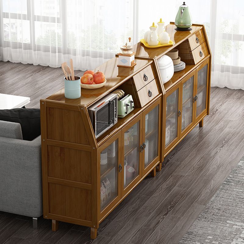 Modern Bamboo 37.4"H Sideboard Buffet Dining Room Buffet Server in Brown