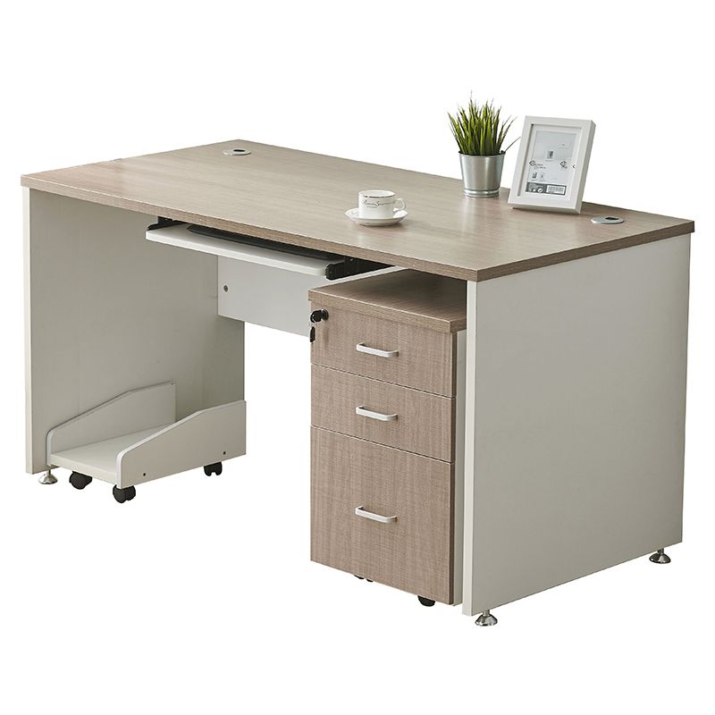 Manufactured Wood Rectangular Computer Desk Contemporary Desk with Locking Drawer