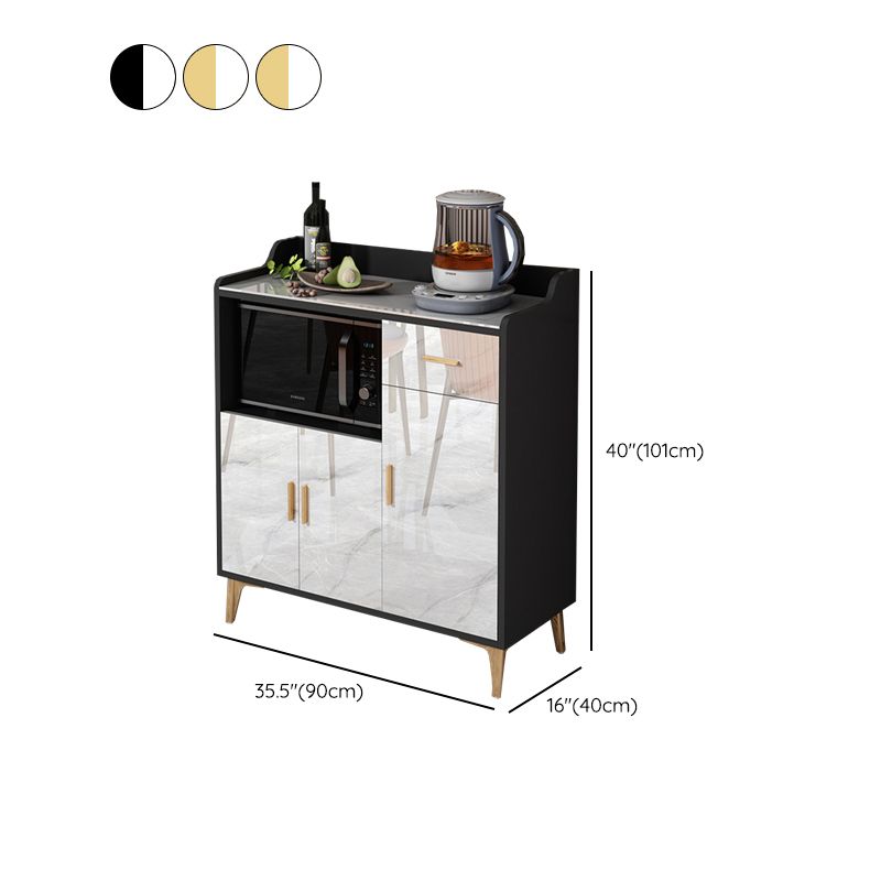 Contemporary Dining Server Adjustable Shelving Sideboard Cabinet with Open Storage