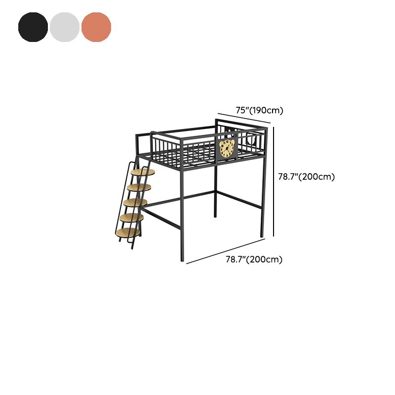 Metal Loft Bunk Bed Open Frame Bed with Guardrails and Stairway