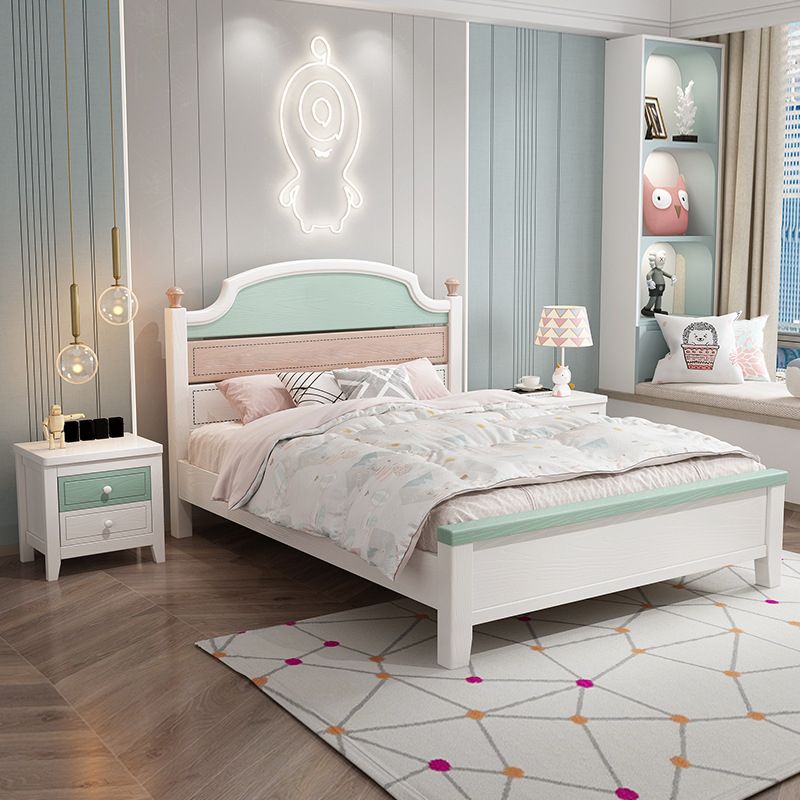 Contemporary Solid Wood Standard Bed Panel Panel Headboard Kids Bed