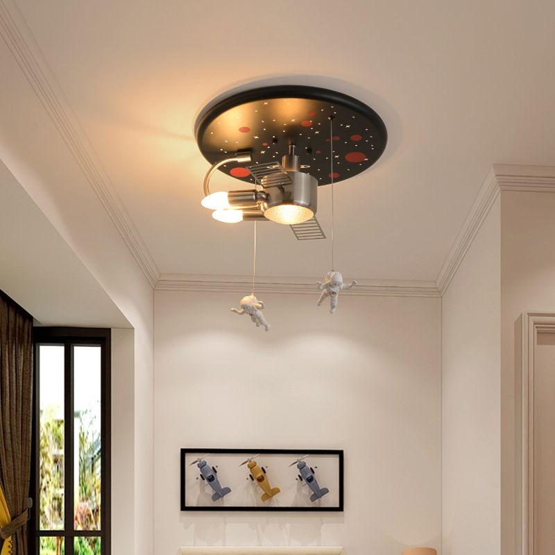 Living Room Space Ceiling Light Metal Modern Silver and Black Flush Mount Ceiling Fixture