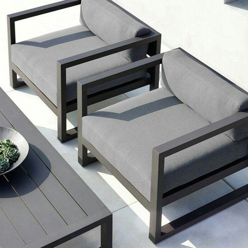 Modern & Contemporary Outdoor Loveseat Fabric Cushion Black Gray Water Resistant