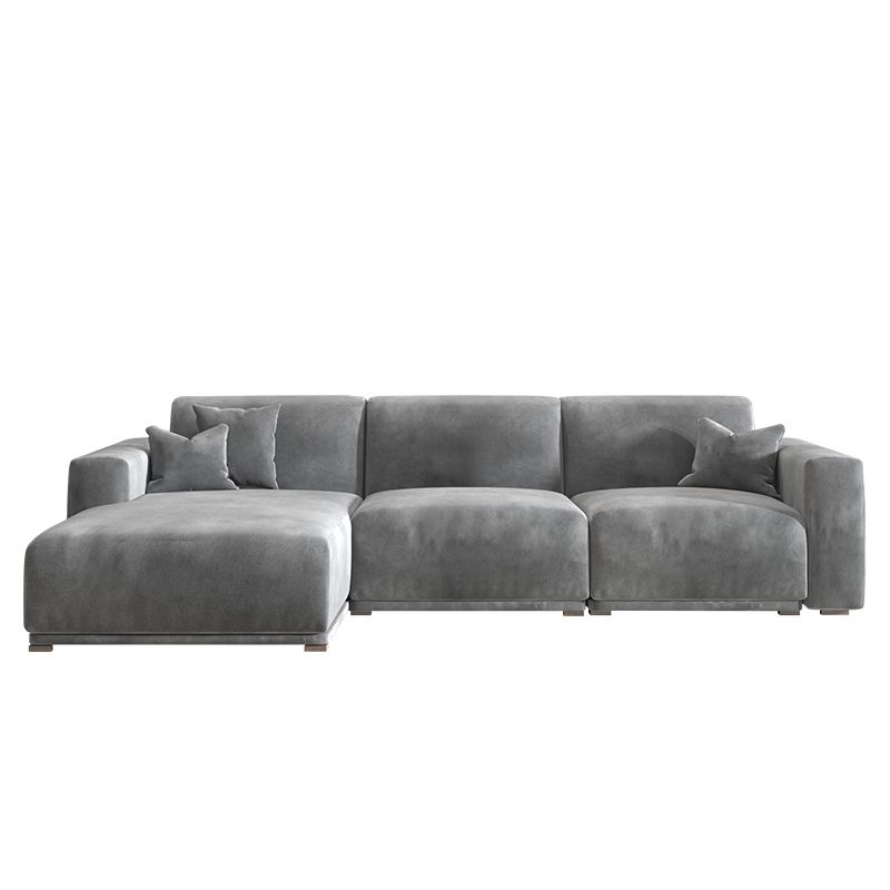 Nordic Style Sectional Cushioned Back Square Armrest Latex/down/sponge Grey Sofa