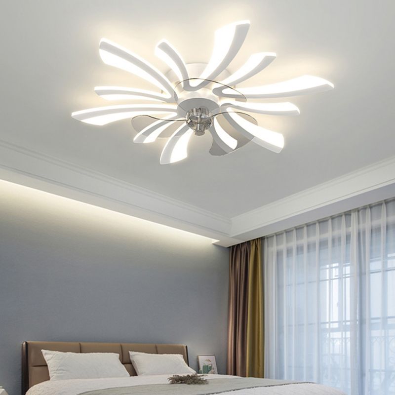 Fleurée de fleurs ventilateur de plafond en métal Style moderne 6 lumières Fan Plafond Lampe