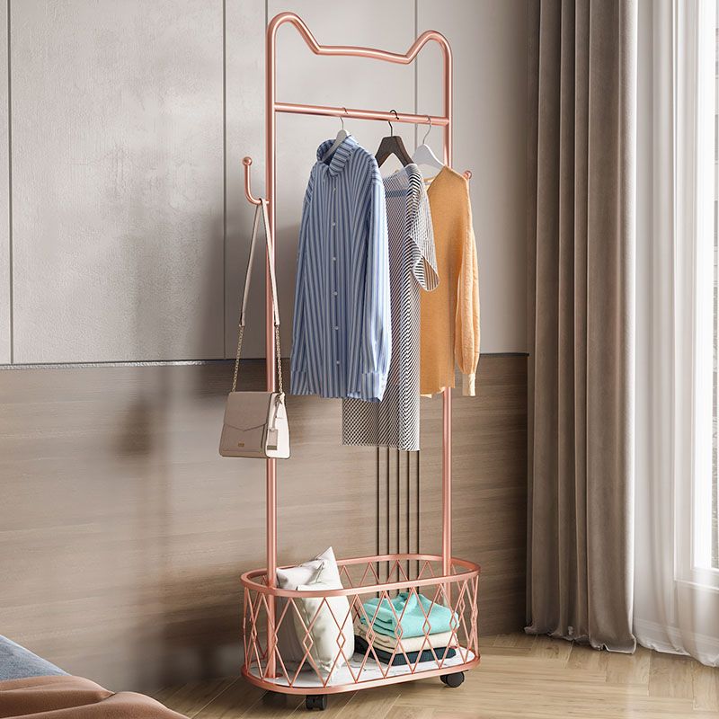 Glam Metallic Coat Hanger Free Standing Scroll Wheel Design Coat Rack for Bedroom