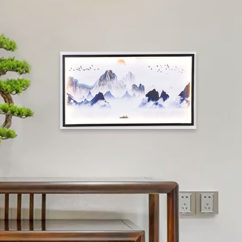 Montañas Blue Mural Light Led Asian Fait Wall Mount Lighting para sala de estar