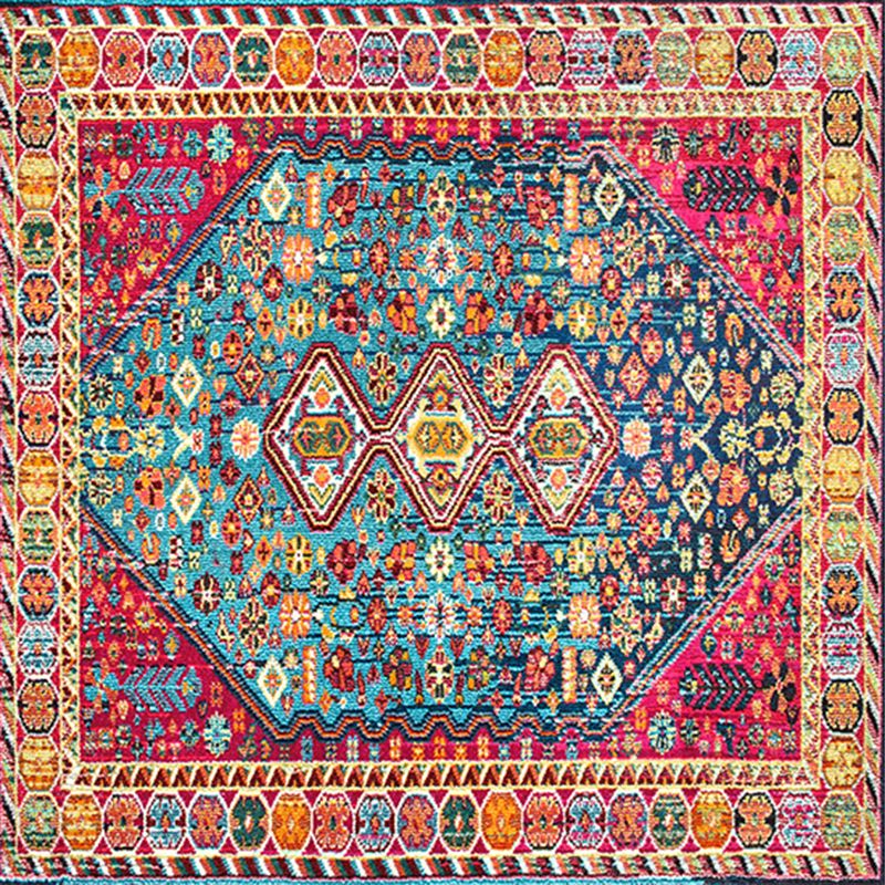 Square Normatic Tribe Rug Moroccan Carpet Polyester Stain Resistant Area Carpet for Living Room