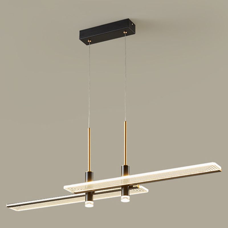 Panneau de panneau rectangulaire suspension de luminaire à LED noire acrylique moderne pour le salon