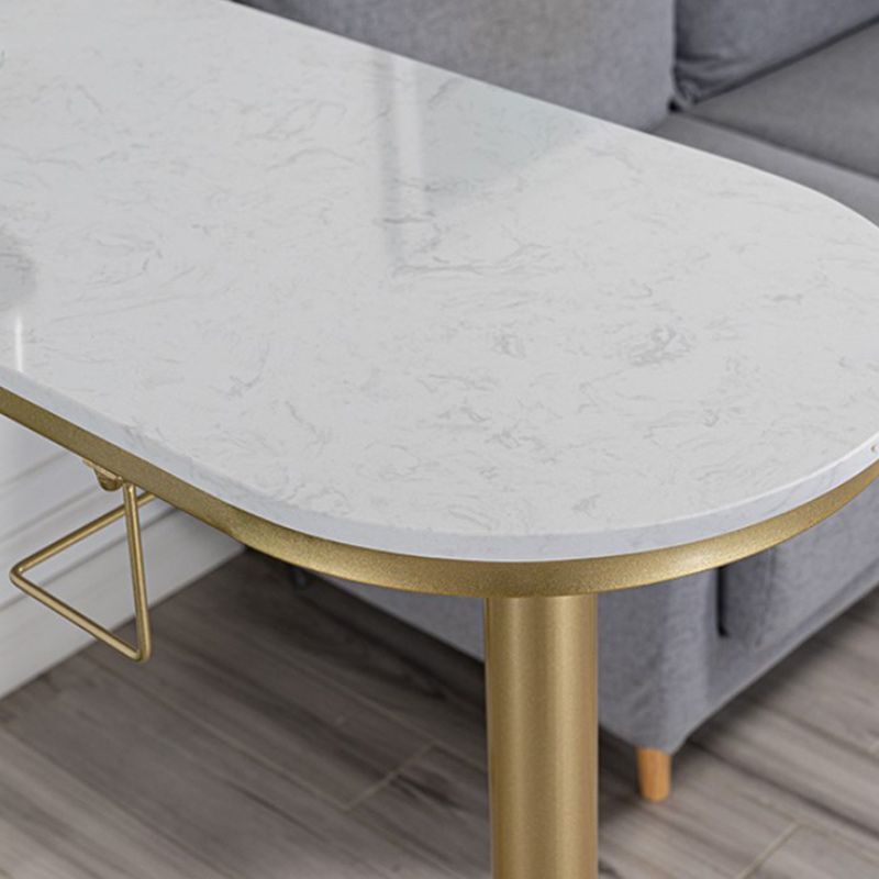 Glam Bar Table 42-inch Height Artificial Marble Top and Iron Pedestal Pub Table