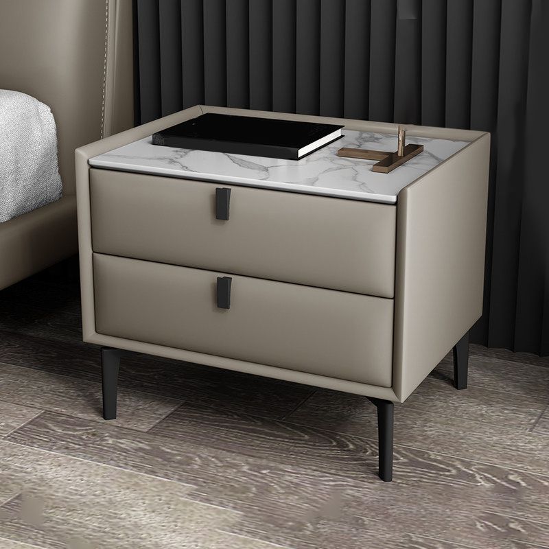 Contemporary Solid Wood Nightstand 18.5" Tall 2 - Drawer Nightstand