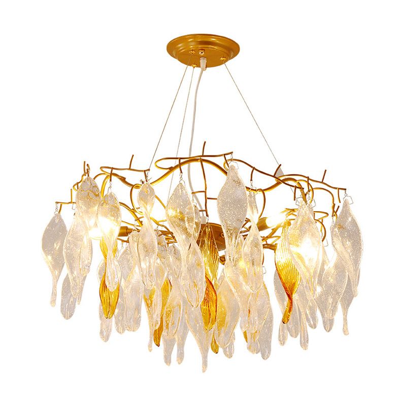 Crystal Spiral Chandelier Lighting Modern 6 Lights Gold LED Hanging Pendant for Dining Room