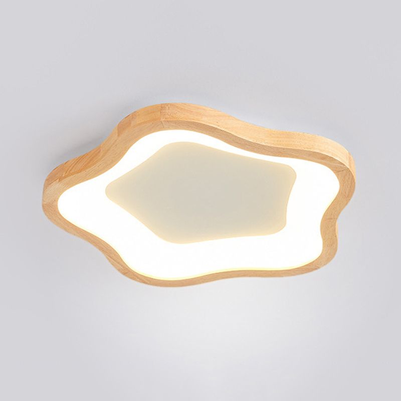 Wood LED Ceiling Light Modernism Flush Mount Lighting for Foyer