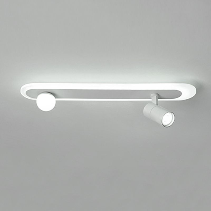 Metal Linear Flush Mount Lamp Modern Flush Ceiling Light Fixture in White