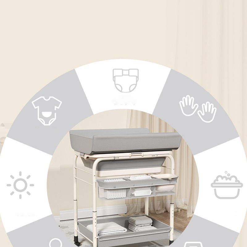 17.7" W Metal Changing Table with Shelf, Grey Changing Table