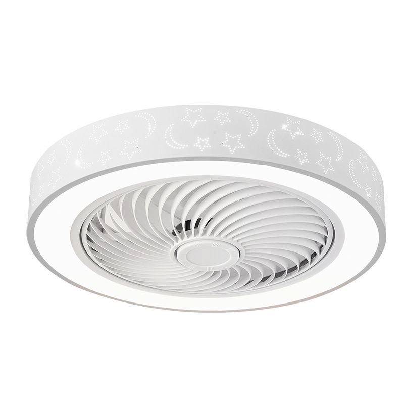 Round Bedroom Ceiling Fan Light Metal LED Simple Close to Ceiling Lighting