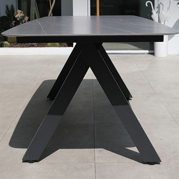 Modern Rectangle Aluminum Frame Patio Table Water and Rust Resistant Patio Table