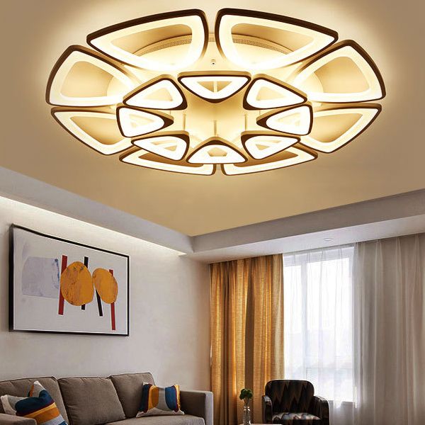 Modern Creative LED Ceiling Light Acrylic Geometric Flush Mount in White