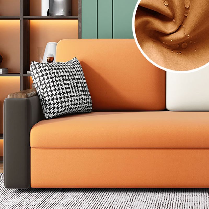 Orange Stain-Resistant Sofa Bed  26.77"H Fabric Sloped Arm Sofa Bed