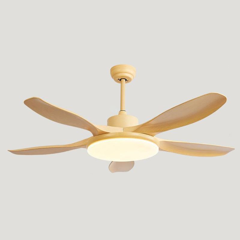 Fan Shape Wood Ceiling Fans Modern Style 1 Light Flush Ceiling Fan in Brown