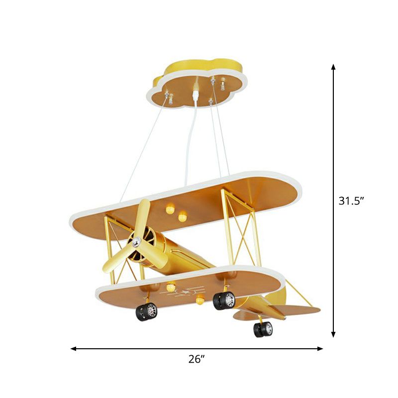 Airplane Acrilic LED Lighting Bildrens Lampada del lampadario giallo per asilo nido