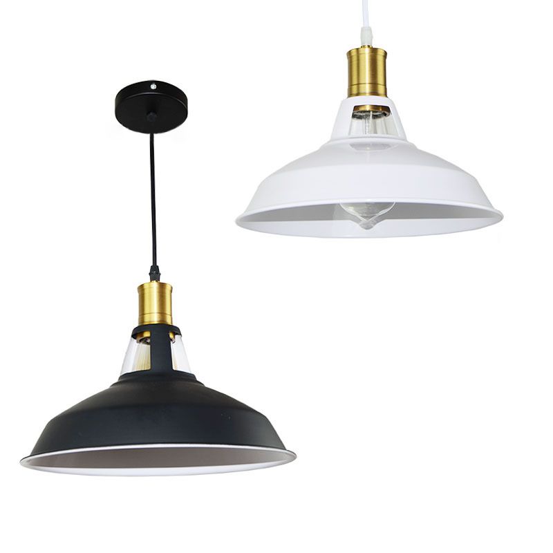 Round Dining Room Suspension Lamp Industrial Metal 1-Light hanger verlichtingsarmatuur