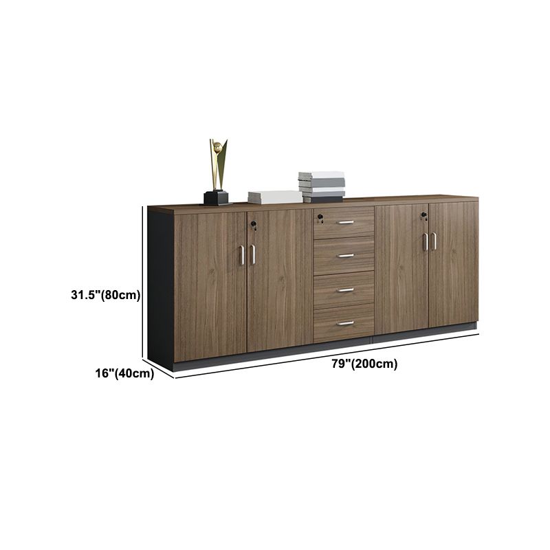 Walnut File Cabinet Storage Shelves Lateral File Cabinet with Locking Drawers