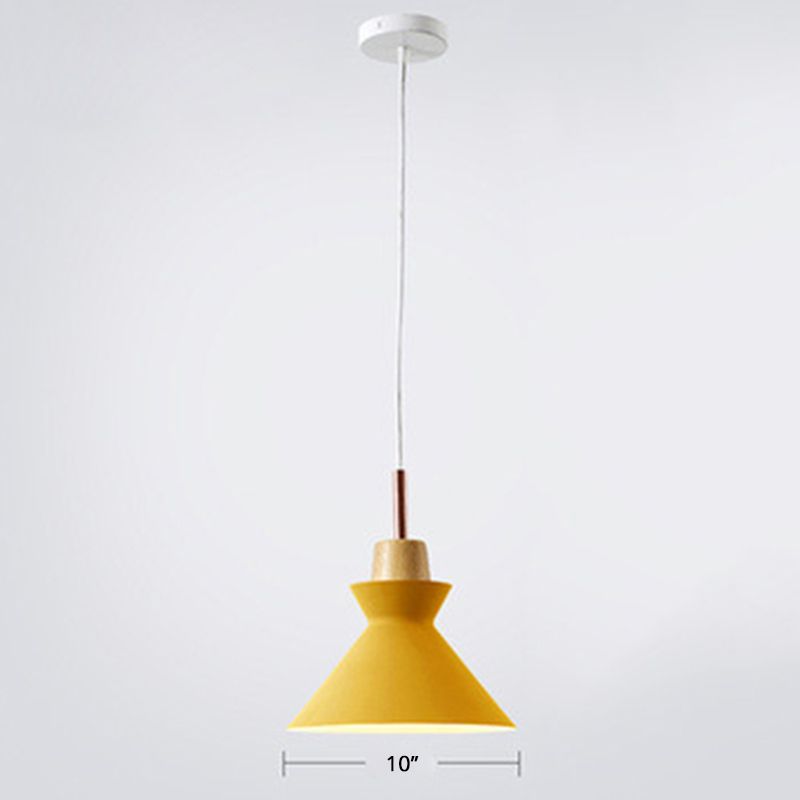 Conical Metal Ceiling Suspension Lamp Nordic Single-Bulb Pendant Light for Dining Room