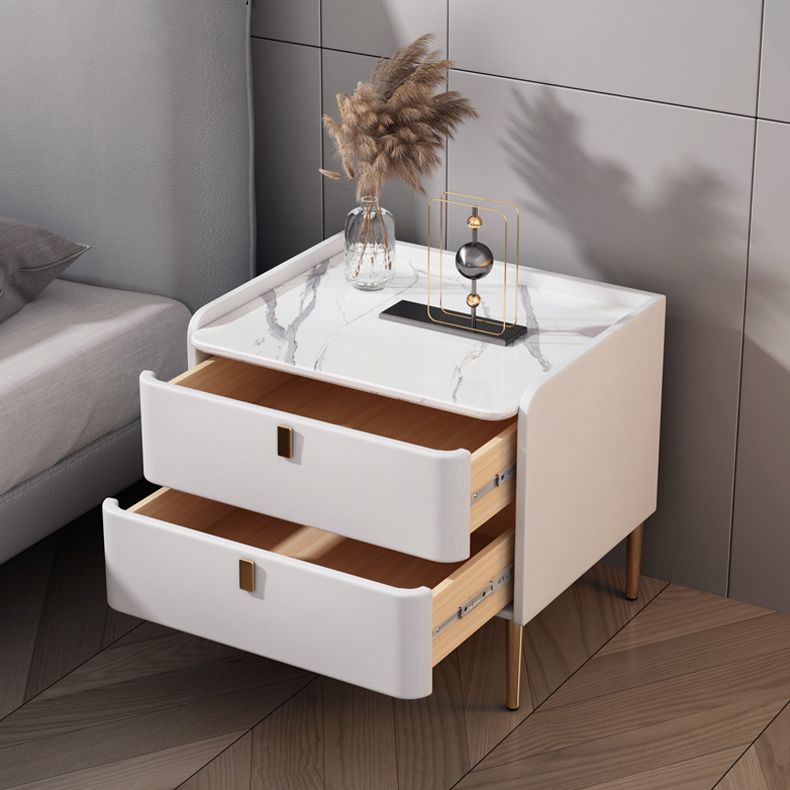 Light Luxury Bed Nightstand 2 Drawers Night Table with Legs for Bedroom