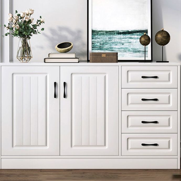 Modern White Accent Cabinet with Shelf and Wooden Drawers Cabinet