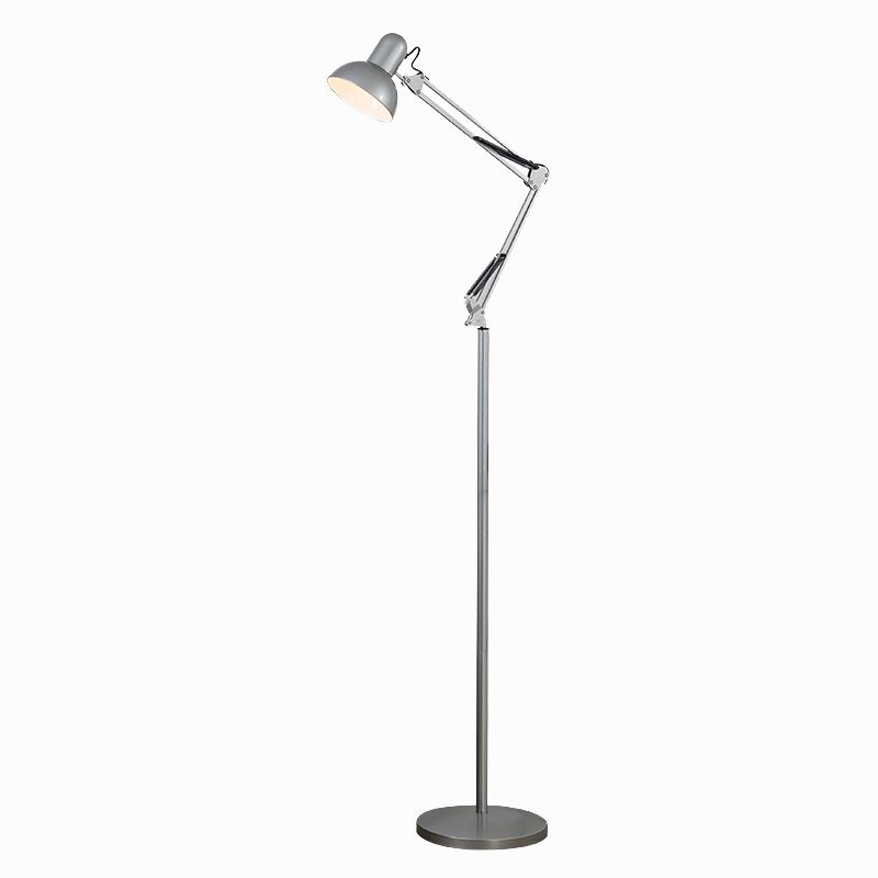 Macaron Bowl Shade Floor Lamp Metallic 1 Bulb Studio Task Lamp with Swing Arm