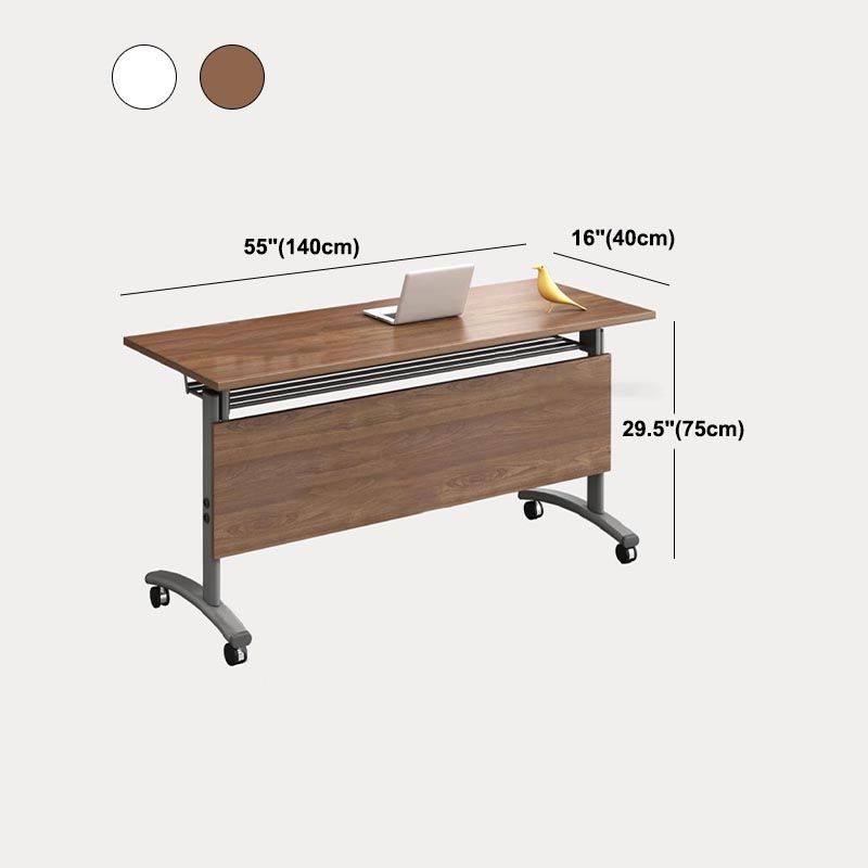 Modern Wooden Office Desk with Caster Wheels Rectangular Writing Desk for Home