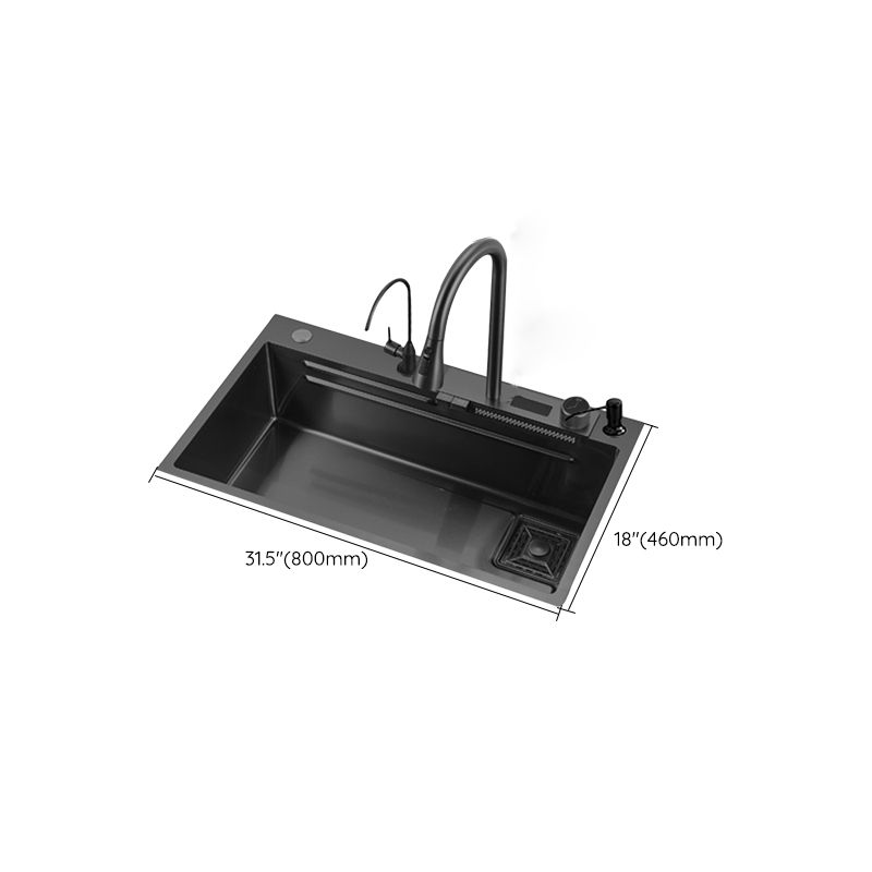 Classic Black Sink Stainless Steel Single Basin Sink with Soundproofing