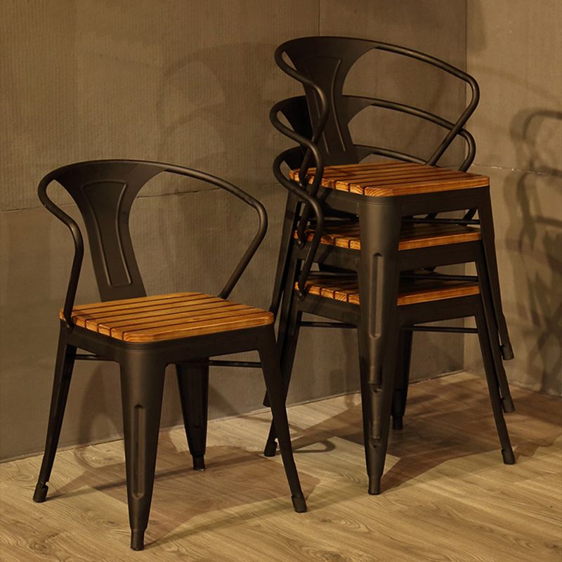 Slat Back Stackable Side Chair Industrial Style Dining Side Chair