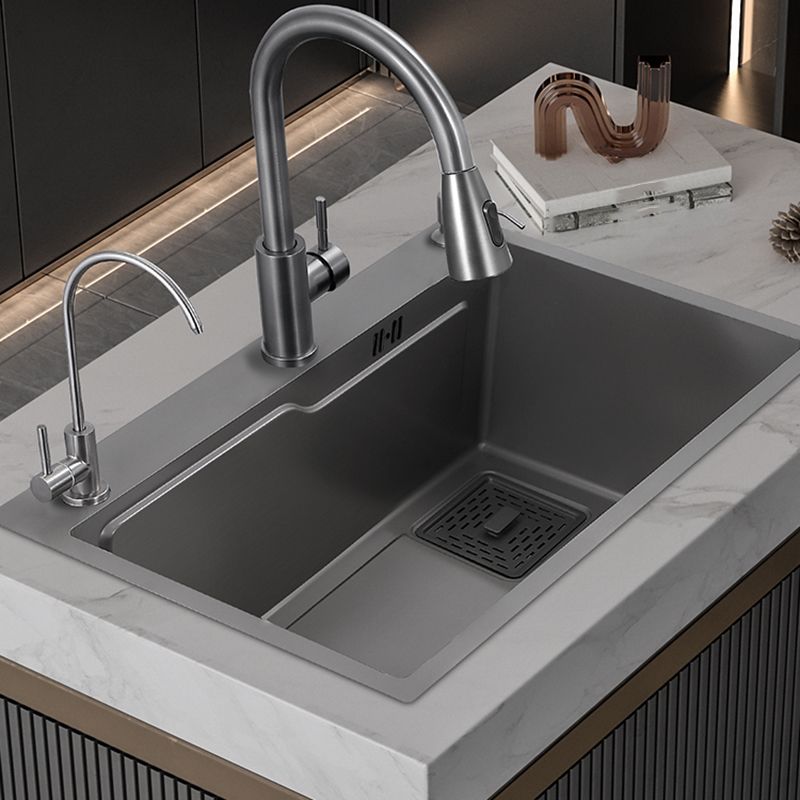 Stainless Steel Kitchen Sink Single Bowl Drop-In Sink with 3 Holes