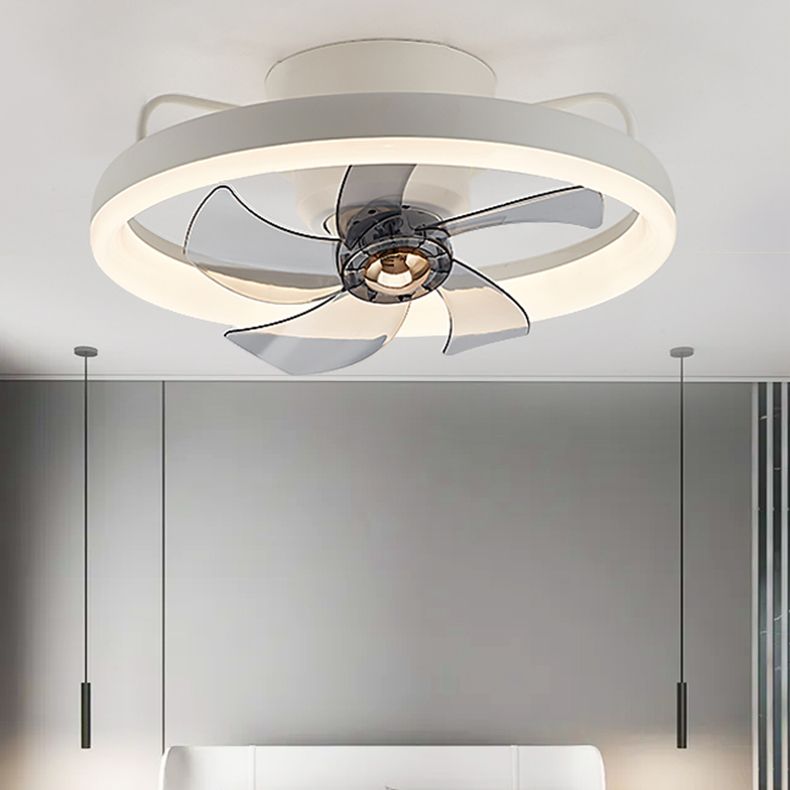 Nordic Style Metal Ceiling Fan Lamp Round Shape Colorful Ceiling Fan Light for Bedroom