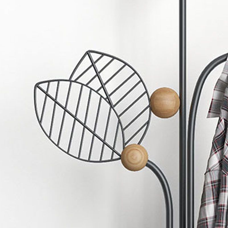 Contemporary Coat Rack Free Standing Leaf Shape Coat Hook Metal Hall Stand