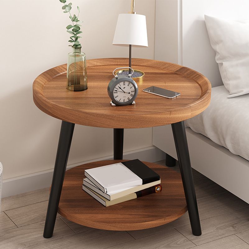 Modern Imitatoon Wood Bed Nightstand Round 18 Inch H Night Table with Legs