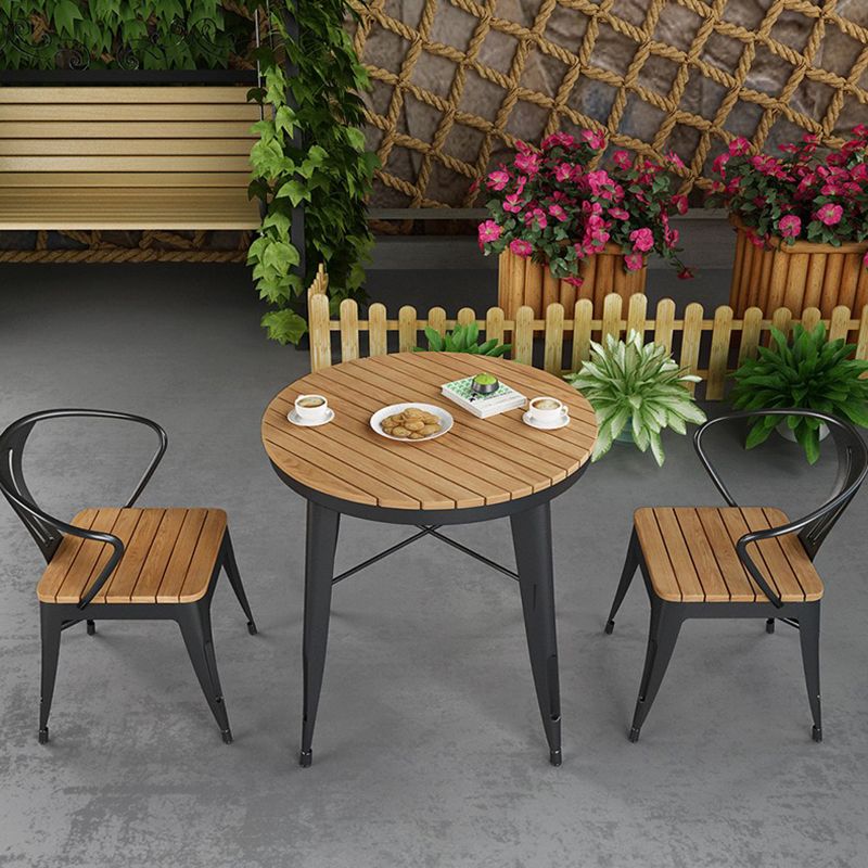 Modern Waterproof Wood Courtyard Table Geometric Outdoor Table