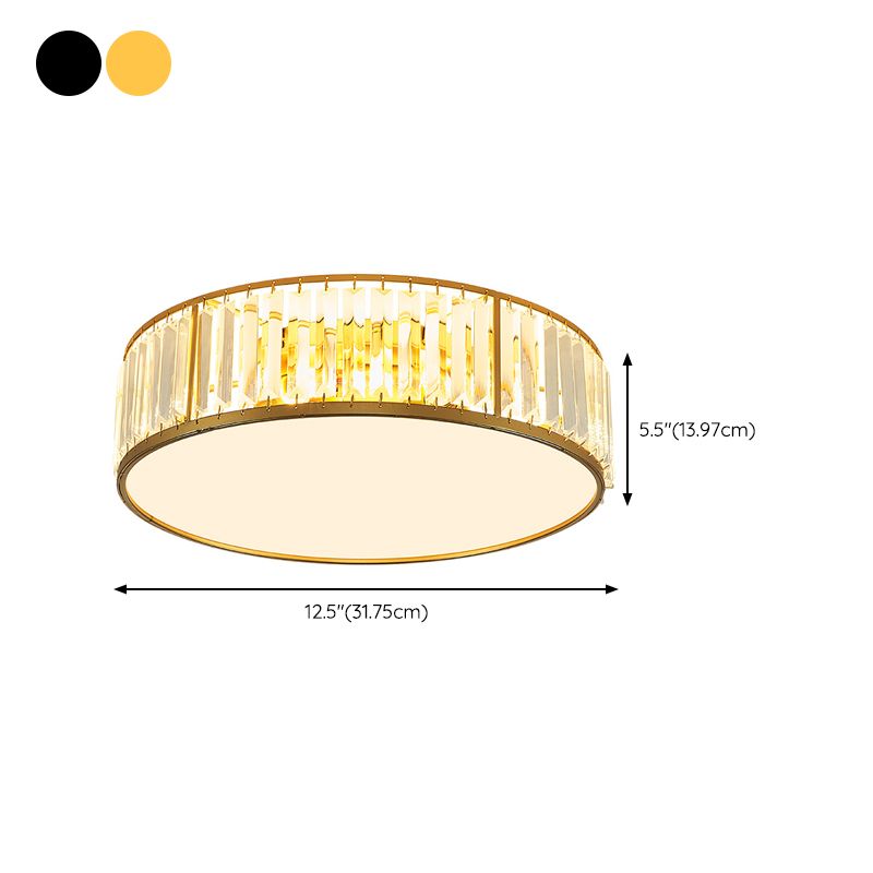 3/4/5-Light Golden/Black Flush Mount Lighting Shaded Ceiling Light with Crystal