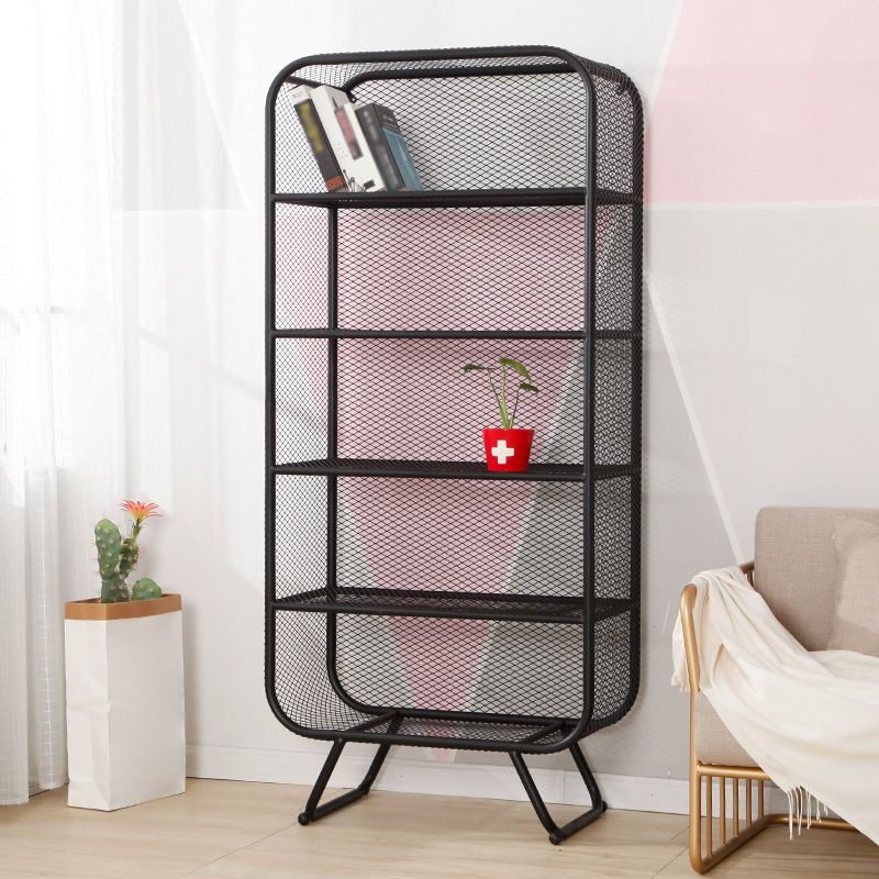 Industrial Metal Standard Bookshelf Closed Back Vertical Bookcase for Bedroom