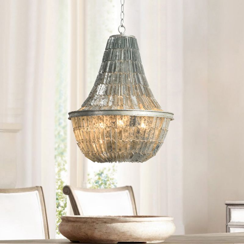 Teardrop Chandelier Light Fixture Modernism Shell 3 Lights Pendant Light Fixture in Silver