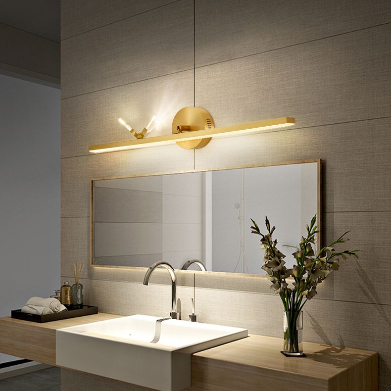 Modern Minimalist Streamlined Wall Mounted Vanity Lights Copper Vanity Wall Light Fixtures for Bathroom