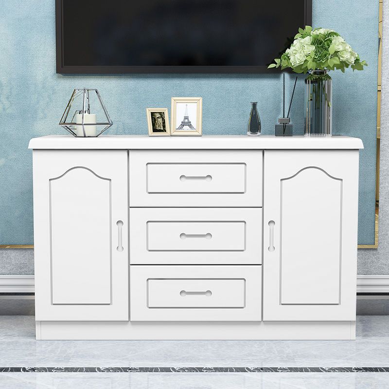 Modern Style Pine Wood TV Stand Closed Storage TV Console with 3 Drawers